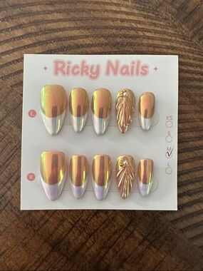 Ricky Nails Iridescent Gold & Pearl Stiletto Press-Ons